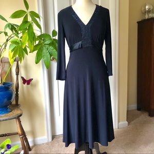 Navy dress with seed beads